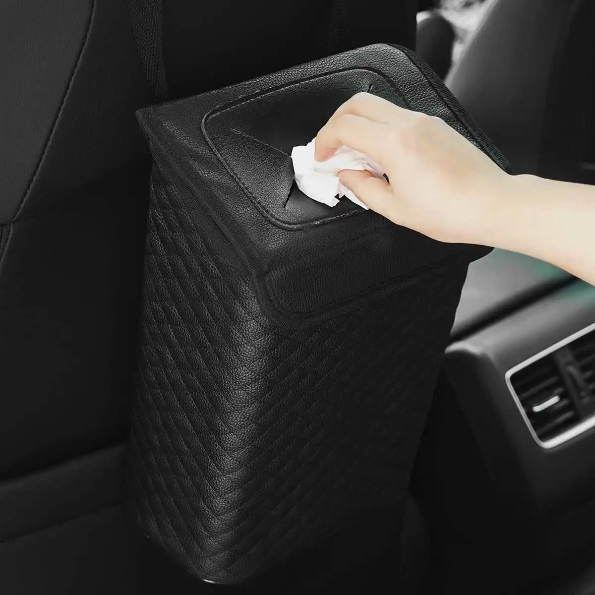 

Waterproof Car Trash Can Bin PU Leather Auto Organizer Garbage Dump For Trash Can Cars Storage Pockets Portable Car Accessories