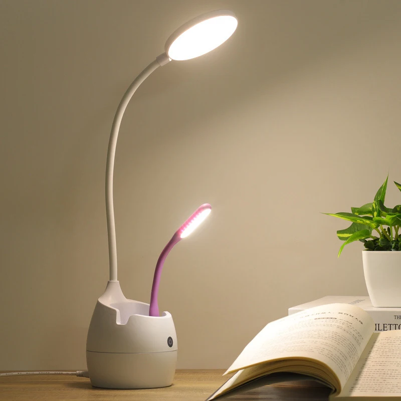 

Desk Lamp Eye Desk Mini USB LED Book Light Reading Light Pen Mobile Phone Holder For Children College Student Dormitory Learning
