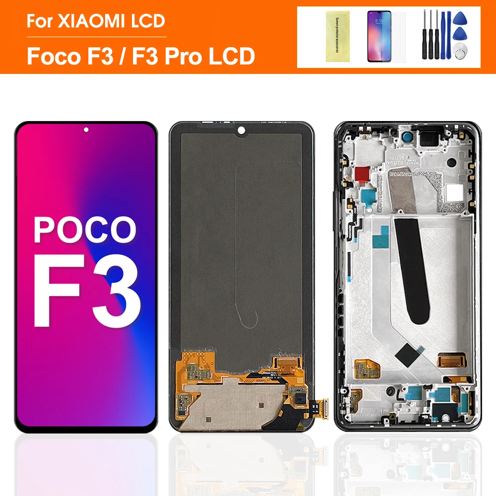 

Оригинальный ЖК-дисплей 6,67 ''для Xiaomi POCO F3, сенсорный экран, дигитайзер, запасные части с рамкой для POCOF3 Screen M2012K11AG