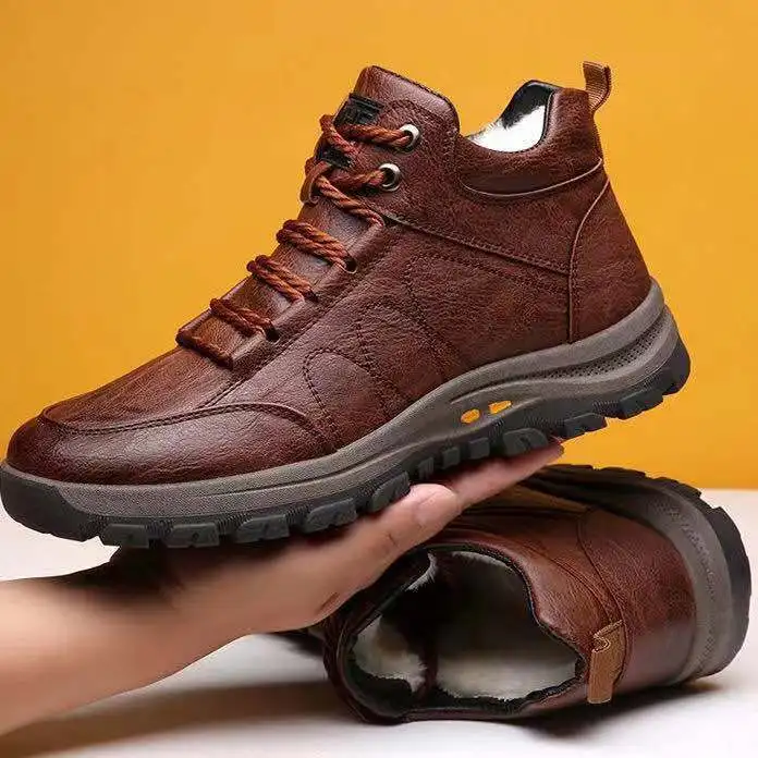 

Winter Men Snow Cotton Shoes Male Outdoor Ankle Boots Warm Fashion Lace Up Plush shoes Zapatillas Hombre S14110-S14130 C1