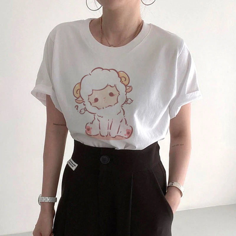 

Women's T-Shirt Cartoon Zodiac Printed Flower Loose Casual Summer Short Sleeve O Neck Kawaii T-Shirt Funny Femininity Clothing