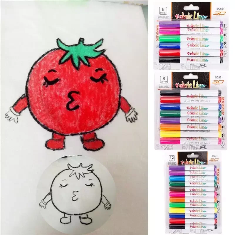 

6/8Pcs Waterproof Color Fabric Textile Marker Pen For T Shirt Shoes Clothes Wood Stone DIY Art Graffiti Drawing Painting