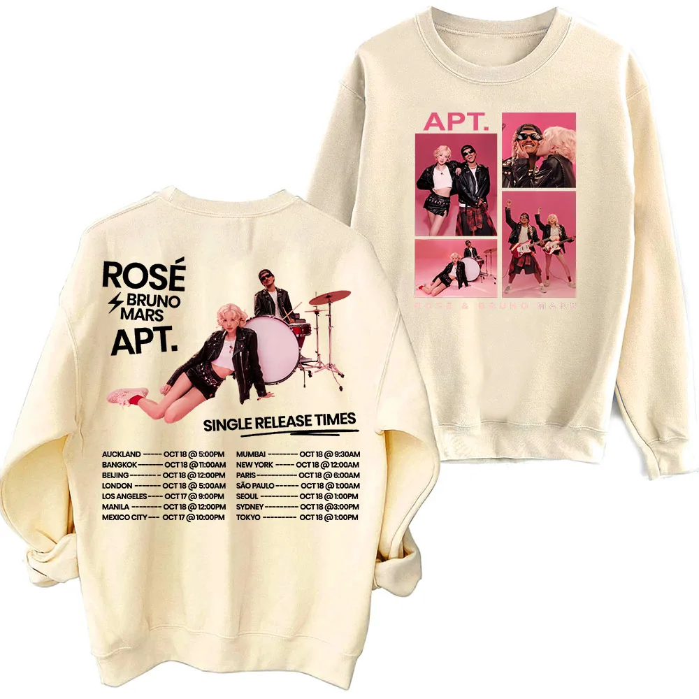 Толстовка ROSÉ &amp Bruno Mars APT большие толстовки в стиле Харадзюку с круглым вырезом и