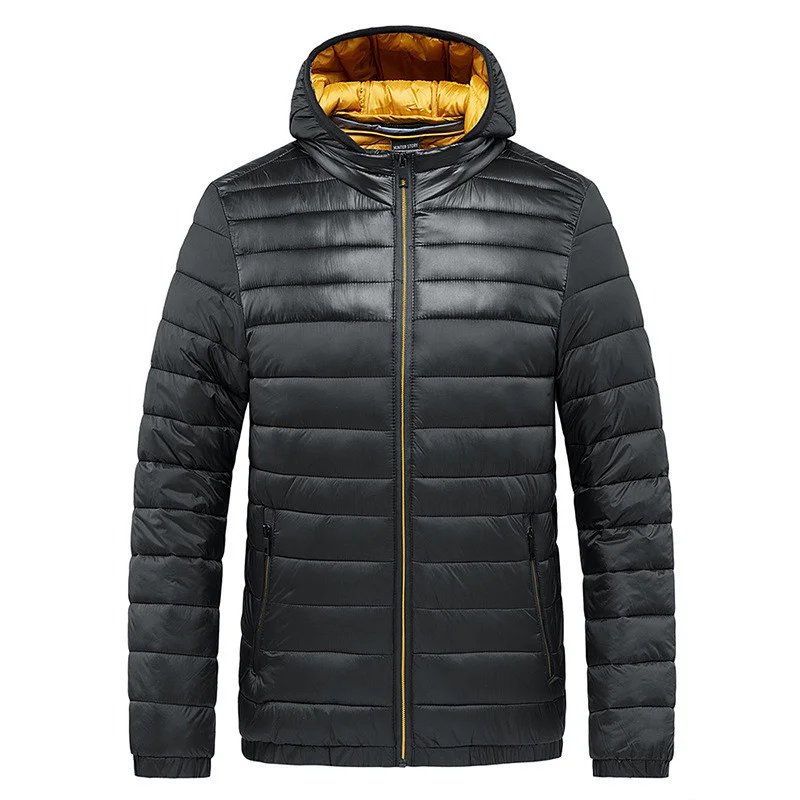 

Men's Fashion Casual Jackets And Coats Cotton Lined Thick Warm Parkas With Hood Solid Color Windbreaker Clothing