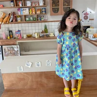 childrens clothing girls flower dress western style 2022 summer little girl puff sleeves backless princess dress
