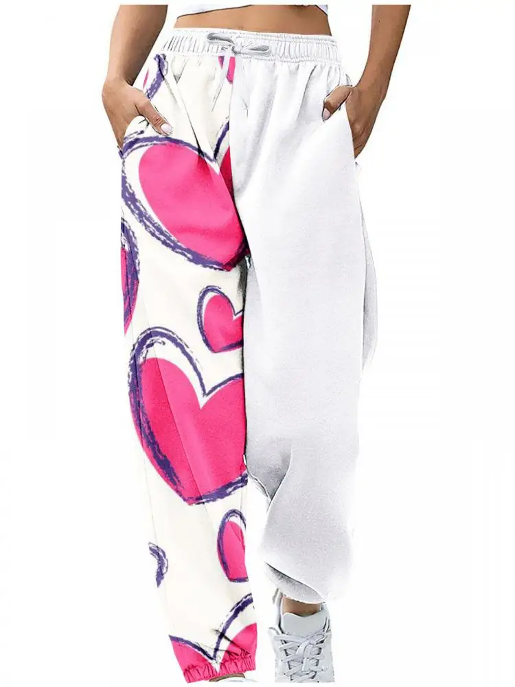 

Sweatpants Baggy Pants Women High Waist 2023 Autumn Winter Casual Loose Love Heart Shaped Print Woman Trousers Pants For Women