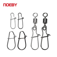 noeby high carbon steel stainless hook lock snap swivel solid rings safety snaps fishing hooks connector fishing tackle tool