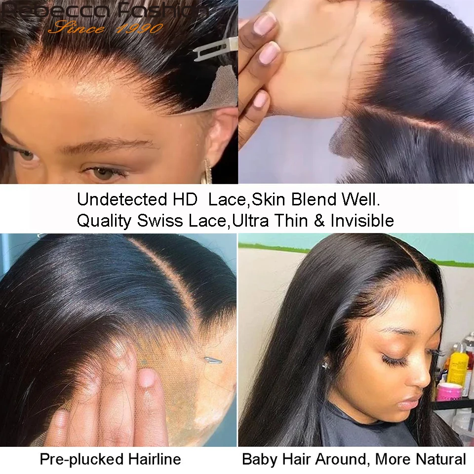 Rebecca Short Bob Lace Front Wig 13x4 Brazilian Straight Lace Front Human Hair Wig For Black Women Pre-plucked With Baby Hair