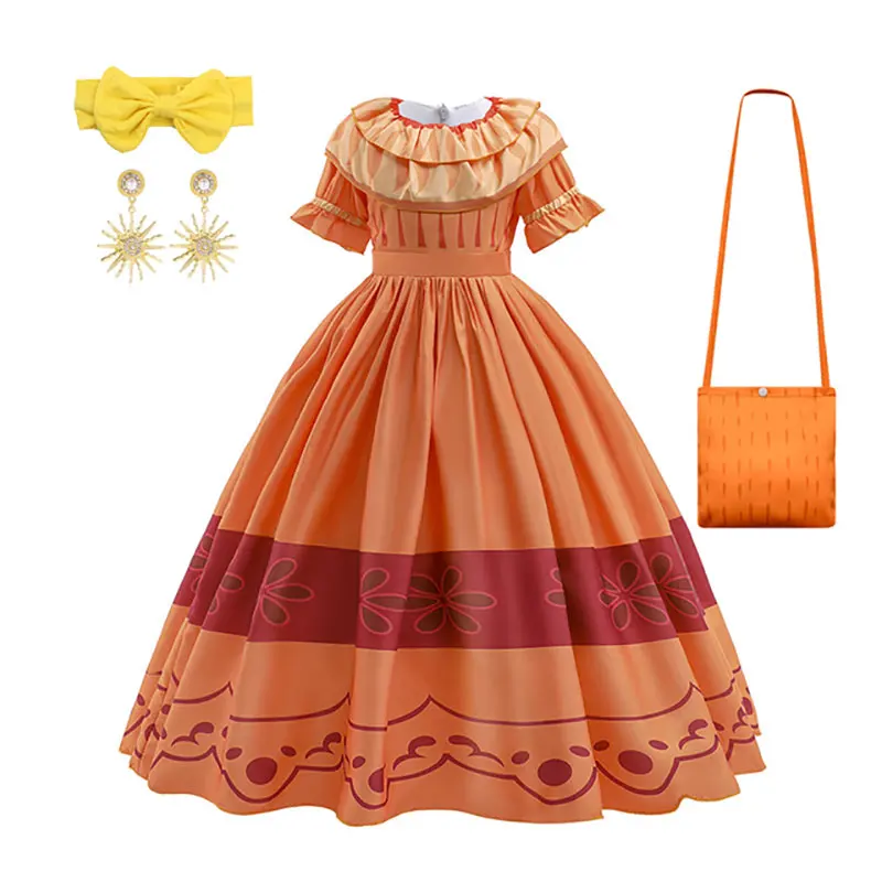 New Isabela Princess Dress Charm Girl Carnival Birthday Party Halloween Clothes Cosplay Mirabel Luoisa Disney Encanto Costume