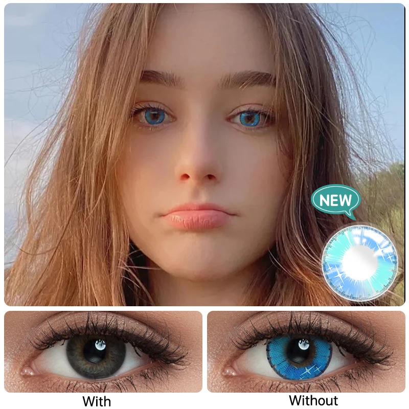 2pcs colored contact lenses with diopters graduated beautiful pupil prescription correct myopia hydrophilic cosmetics accessory free global shipping