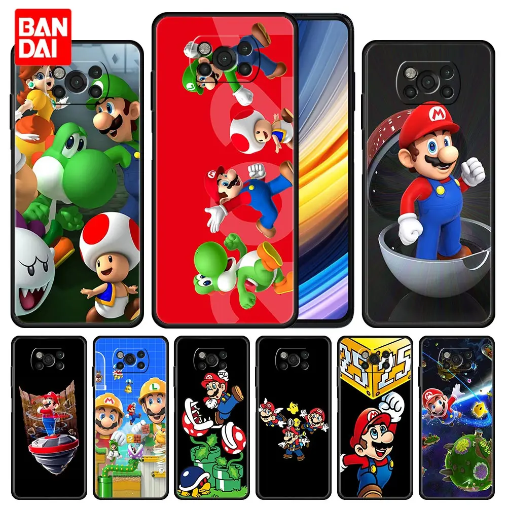 

Super Mario Game Cute Case for Xiaomi Mi Poco X3 NFC F3 Redmi Note 9s 9 9A 9C 8 10 11 9T 8T 10T K40 Pro Plus Cover Black Shell