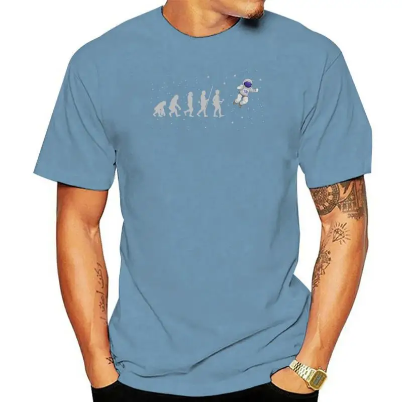 

Футболка мужская с изображением астронавта эволюции и слогана, уличная одежда с принтом, однотонная Милая рубашка с круглым вырезом, Новое ...