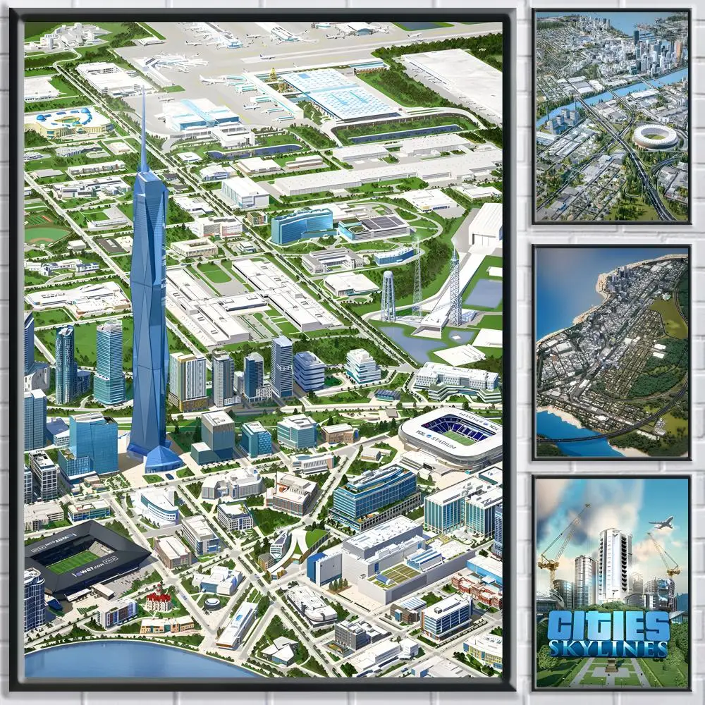Фото Постер Game C-Cities: Skylines, HD, самоклеящийся, водонепроницаемый, для украшения стен, идеально подходит для дома, офиса, общежития, спальни, отличный подарок №1