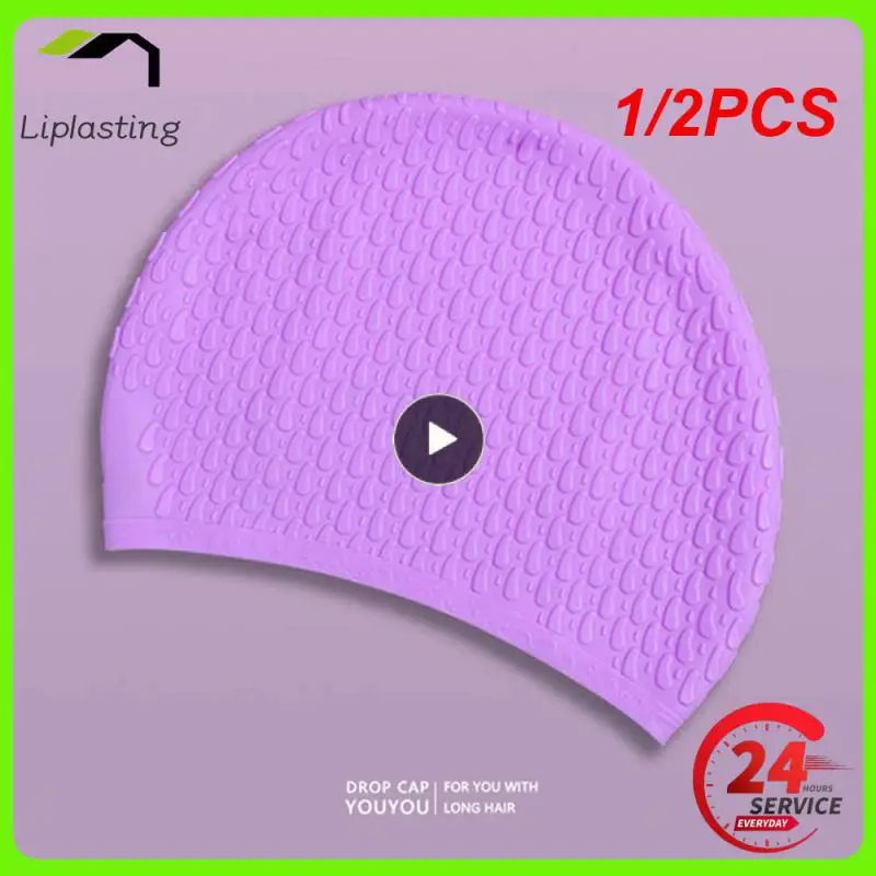 

1/2PCS Silicone Cap Anti-falling Off Light And Waterproof Swimming Cap Larger Elastic Area Light And Easy To Carry