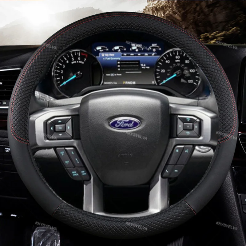 

Car Steering Wheel Cover Leather For Ford Expedition 2007-2022 F150 F-250 2000-2022 F-350 Super Duty 2000-2016 Auto Accessories