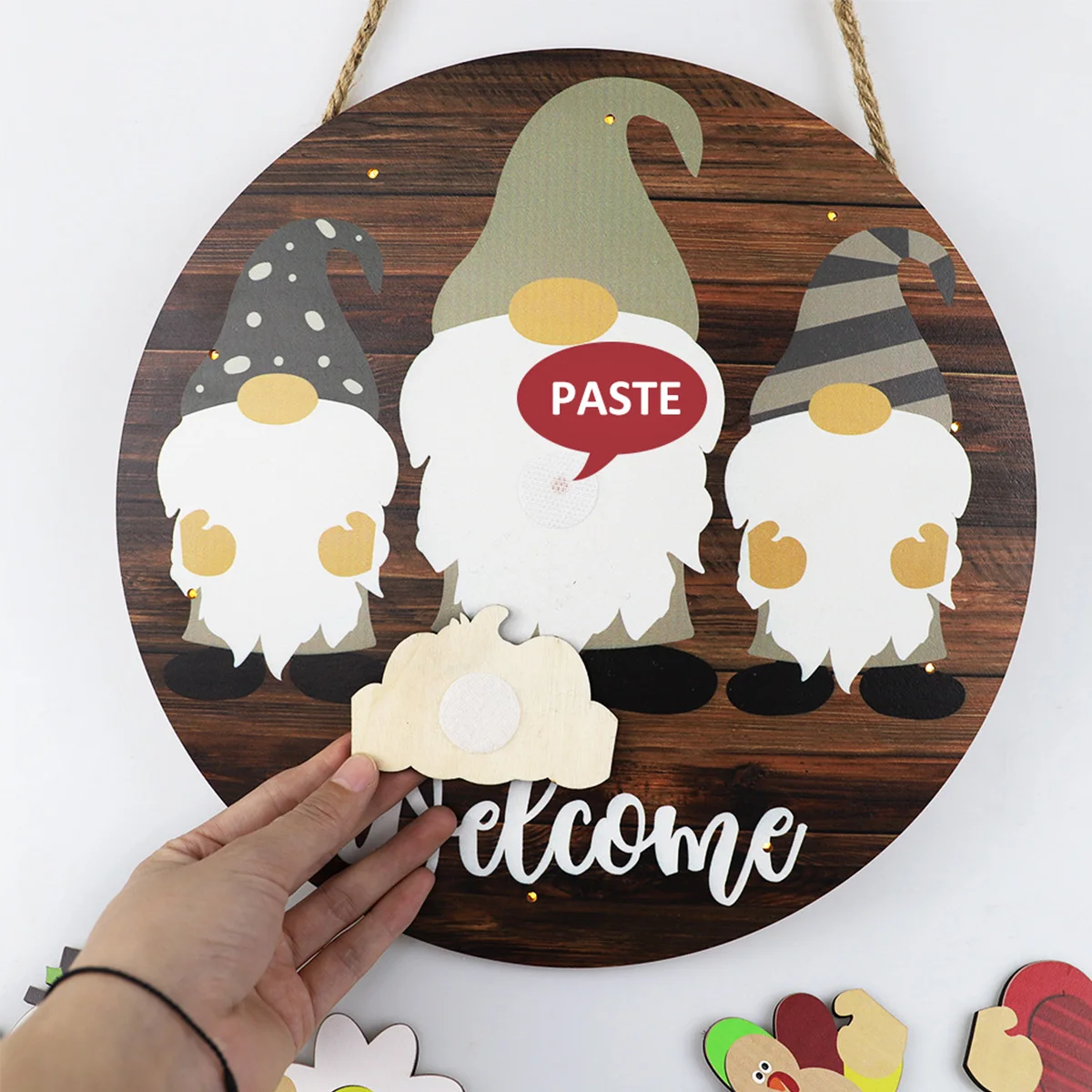 

Interchangeable Welcome Sign Seasonal Welcome Sign Wooden Front Door Round Wood Sign Sturdy Durable Hanging Decor