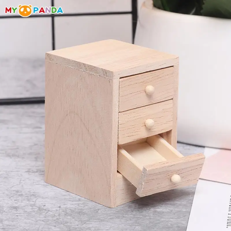 

1Pc 1/12 Dollhouse Miniature Wood Bedside Cabinet Model Furniture AccessoriesDIY Toys for Baby