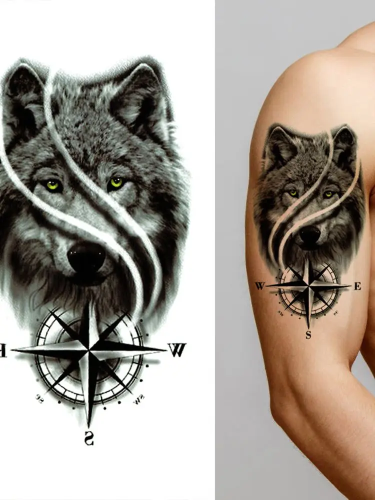 

Waterproof Temporary Tattoos Sticker Arm Large Size Totem Geometric Full Sleeve Fake Flash Men Women