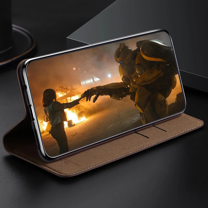 Business Cowhide Genuine Leather Flip Case For Samsung Galaxy S20 S21 FE S22 Plus S22 Ultra Phone Wallet Cover