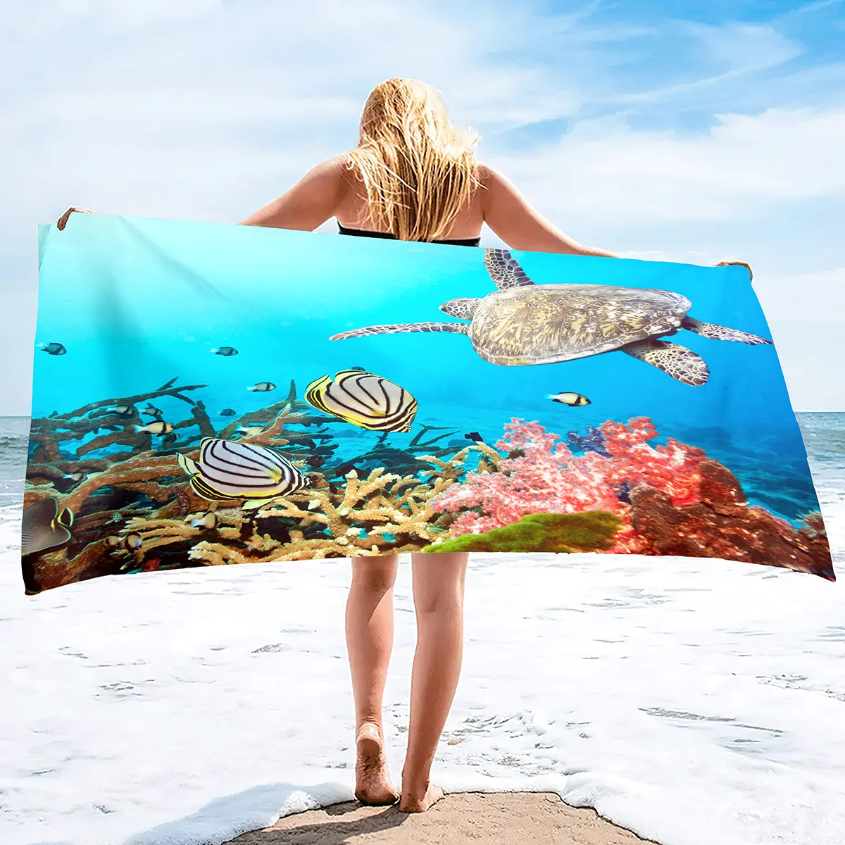 S Sand Free Sea Turtle Beach Towels Quick Dry Large Bath Towels Microfiber Lightweight Travel Towel
