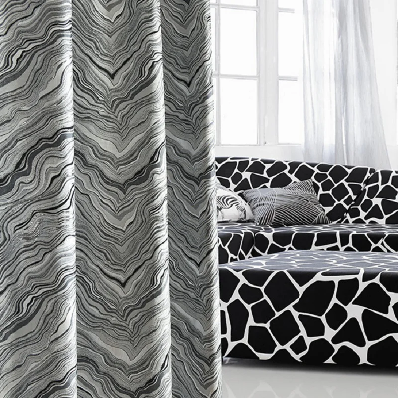 

New Simple Curtains for Living Room Luxury Villa Modern Blackout Curtain Striped Pattern Window Drapes Door Bedroom windows
