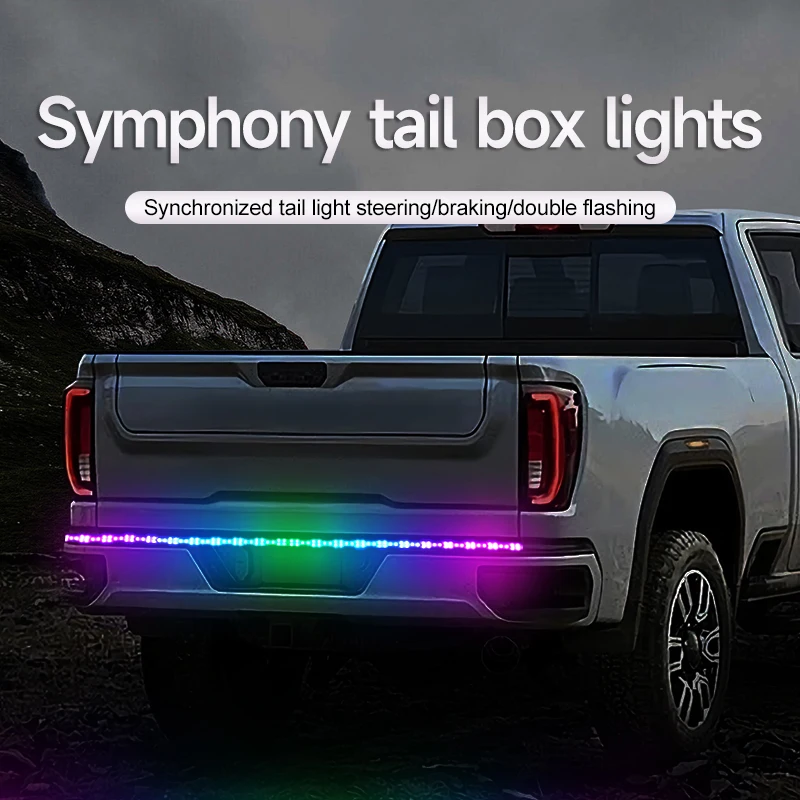 

Car LED Decorative Light Belt Symphony Fishbone Tail Box Lamp for Pickup Truck Multi-mode High-position Brake Tail Box Light Bar