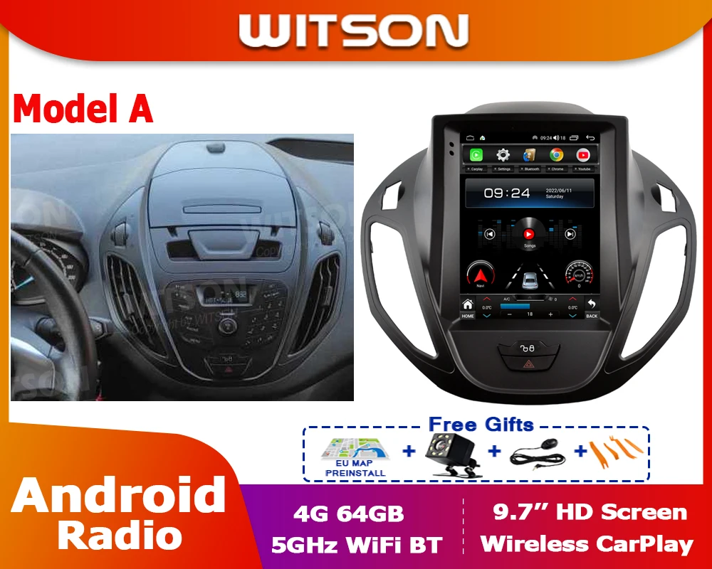 

WITSON Radio QLED For Ford B-Max Transit Courier Tourneo 2012 - 2017 Car Parts Media Player for tesla type vertical 9.7" screen