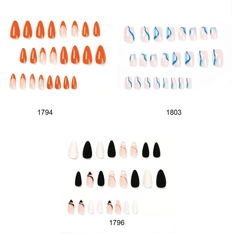

Gradient Press on Nails Rhinestone Acrylic Fake Nails Glue on Nails