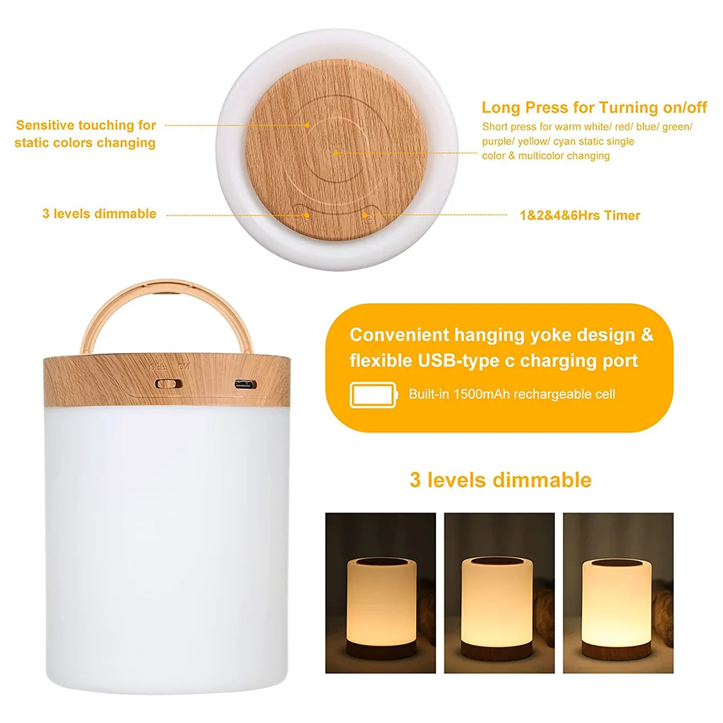 

Table Lamp Rechargeable Night Light Lamps Lantern Touch Lighting Home
