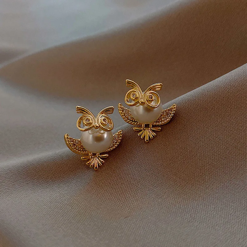 

Owl pearl earrings Korean version of the net red temperament female earrings 2022 new tide earrings earrings exquisite elegant