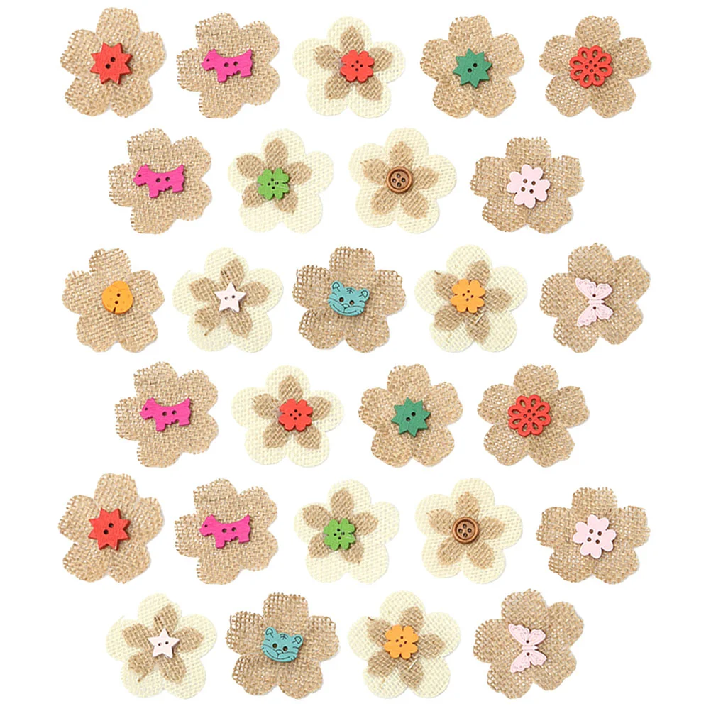 

30Pcs DIY Flower Buttons Delicate Burlap Buttons Sewing Clothes Buttons Multi-function Flower Buttons