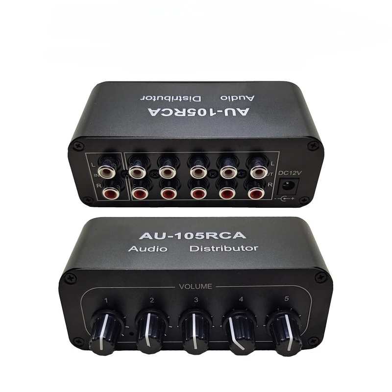 

Audio Distributor Two-channel Stereo Audio RCA Splitter One Way input Five Way Output Connect To Power Amplifier