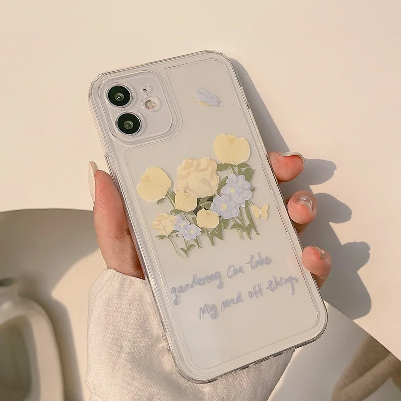 Small and Pure and Fresh Roses Phone Case For iphone 14 13 12 11 Pro Max X XR XSMAX 7 8 Plus SE TPU Case Cover New Products