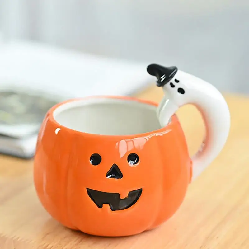 

3D Hand Crafted Halloween Ceramic Mug Creative Pumpkin Ghost Cup 330ml Coffee Mugs Theme Party Favor Funny Halloween Gifts