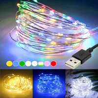led fairy string lights 5m 10m 20m 50m usb copper wire lights outdoor waterproof wedding festival party decoration garland lamp
