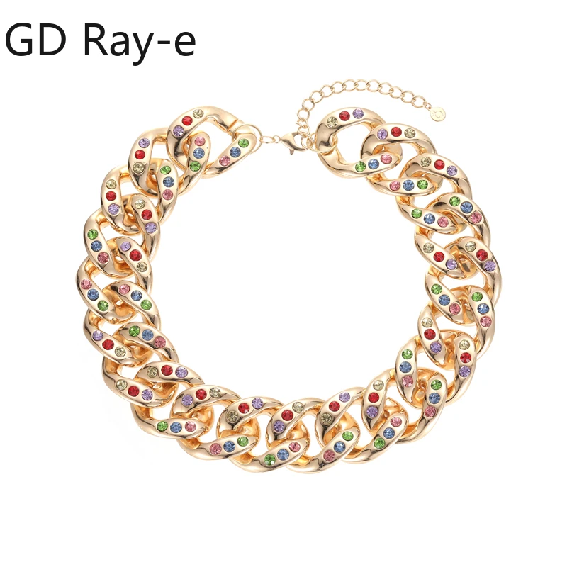

Punk Chunky Short Choker Necklace for Women Statement Rhinestone Crystal Chain Clavicle Collar Necklaces Statement Jewelry G93