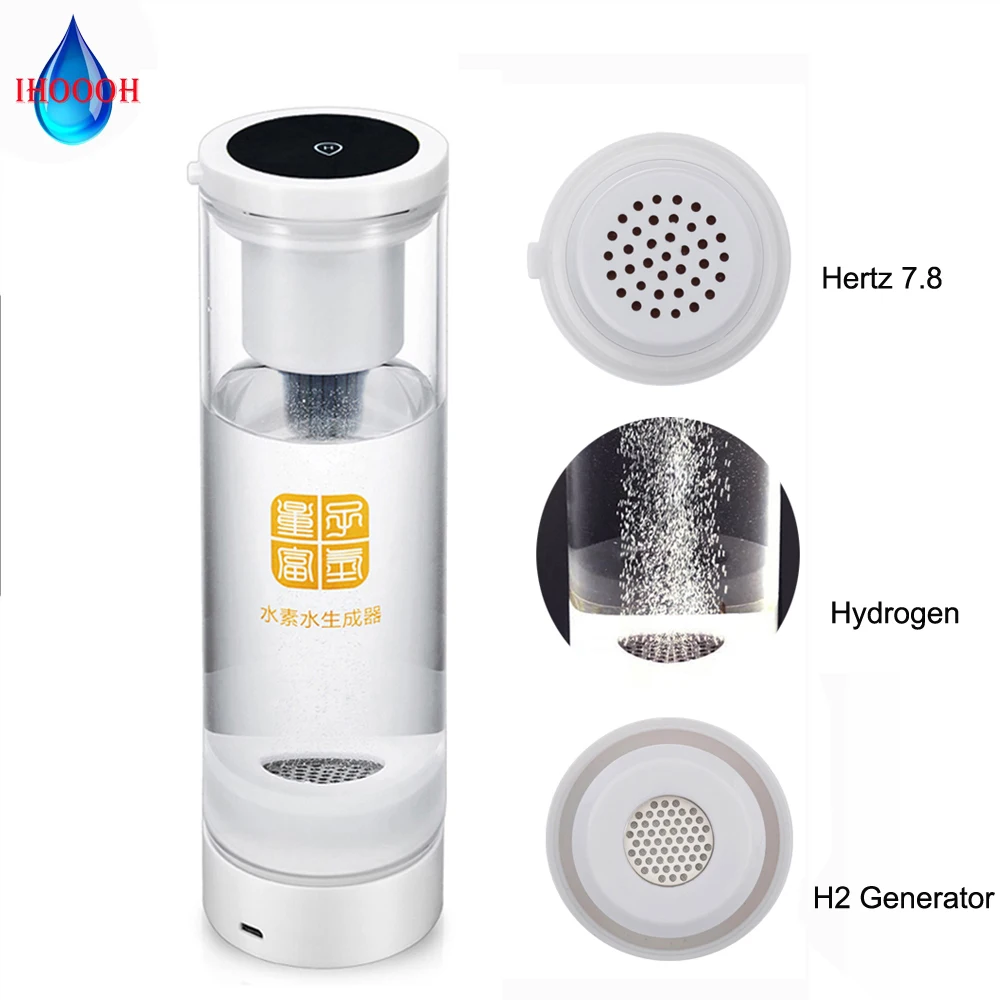 

Portable Hydrogen Generator Bottle H2 Electrolysis Ionizer Low Frequency Resonance 7.8Hz Small Molecule Water Healthy Glass Cup