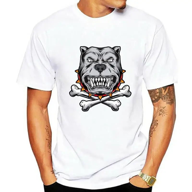 

Mens T-Shirt Angry Bulldog Dog Graphic Gyms White Black Tee Short Sleeve Men T Shirt Fashion Print Tee Men Short Sleeve