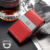new leather business card case magnetic flip cover for dacia lodgy 2 mcv sandero duster logan bank card credit card pack id case