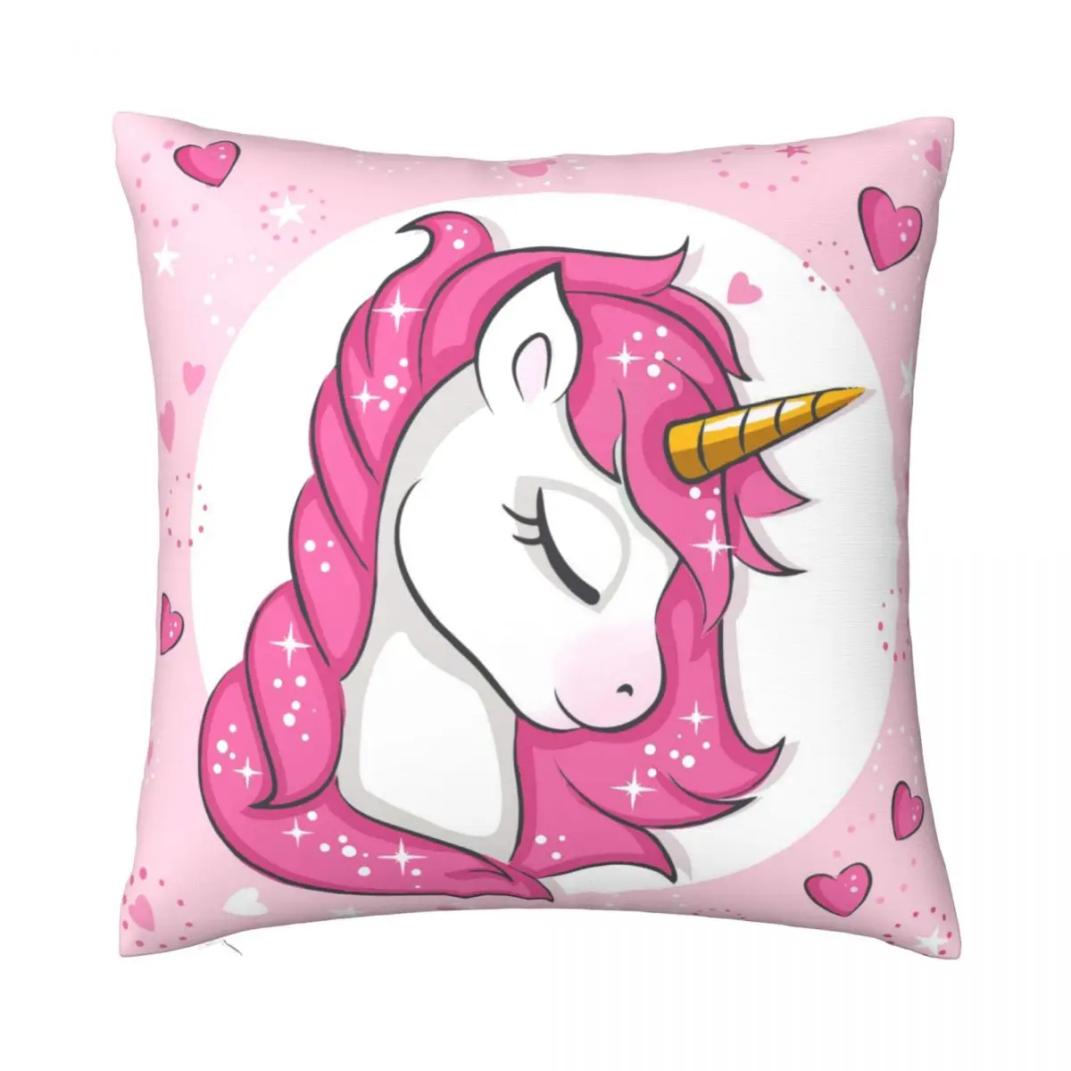 

Unicorn Cartoon Pillowcase Soft Polyester Cushion Cover Decoration Pink Pillow Case Cover Home Square 18"
