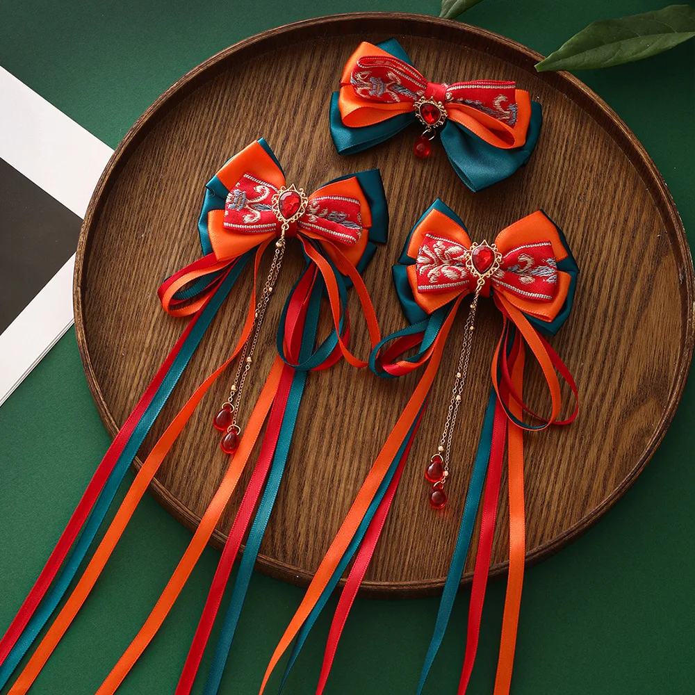 Детские растяжки Dunhuang в древнем стиле кисточки бантики украшения для волос