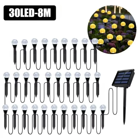 Солнечная гирлянда LED, черная, 15/20/30 светодиодов
