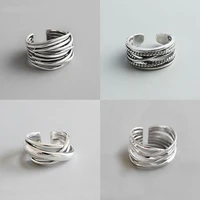 large chains vintage silver color adjustable novelty jewelry layered finger ring women opening rings