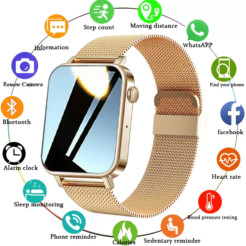 

2021 New Women Smart Watch Woman Fashion Bluetooth call Watch Heart Rate Sleep For Android IOS Waterproof Ladies Smartwatch+Box