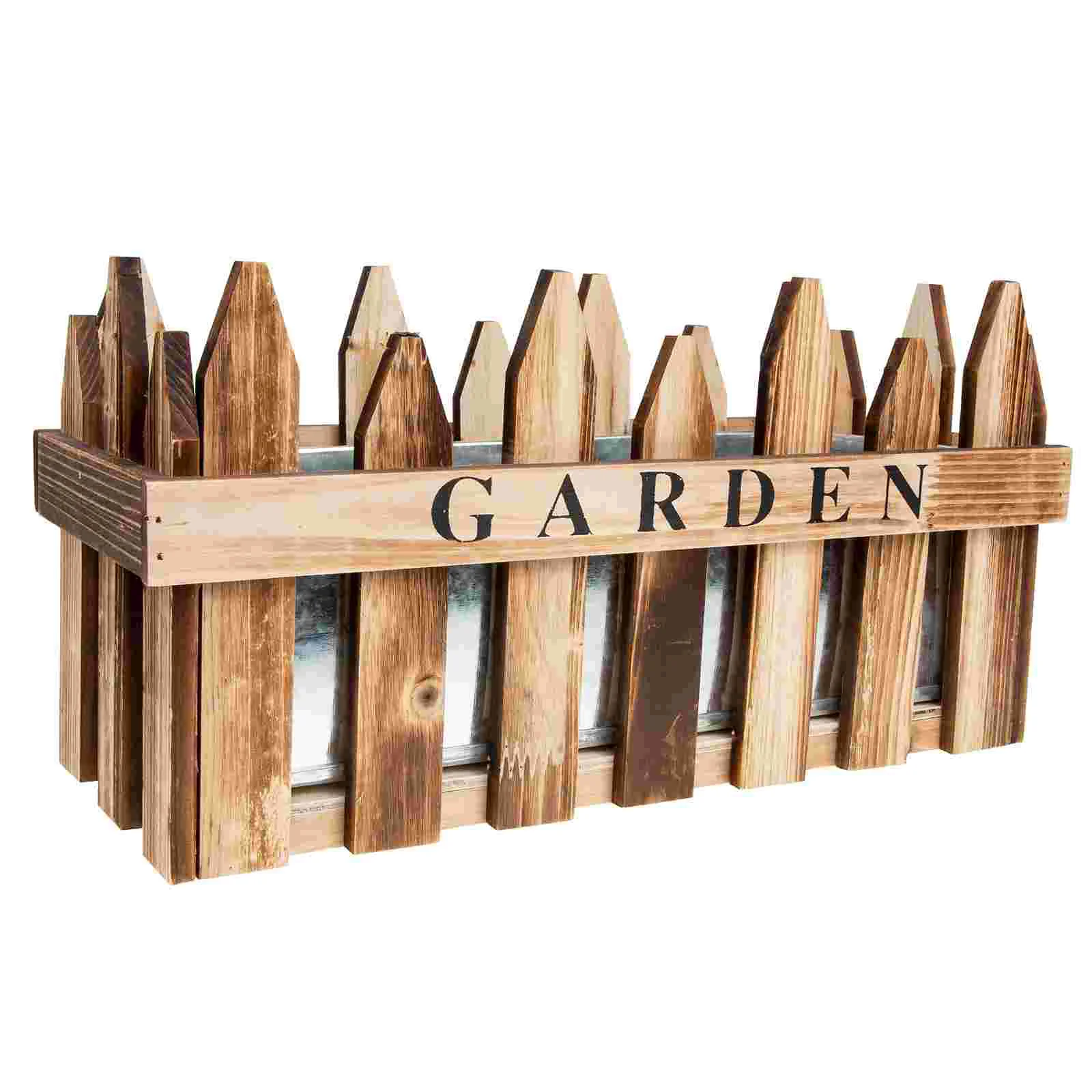 

Planter Pot Box Flower Window Fencepots Wooden Floating Picket Windowsill Rectangular Succulent Garden Decor Herb Metal Indoor
