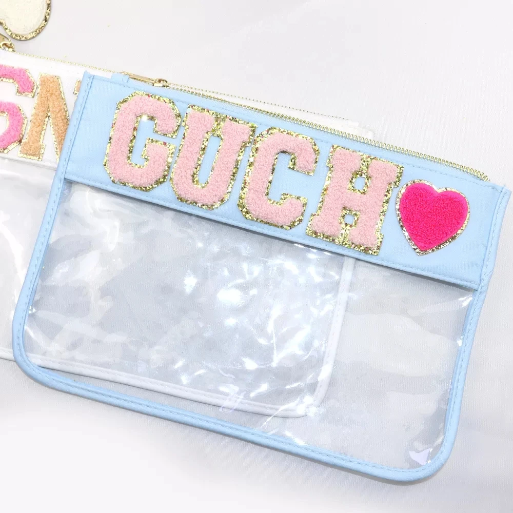 

Custom Transparent Waterproof Cosmetic Bag PVC Clear Zippered Makeup Pouch Vacation Bathroom and Organizing Bag Travel Bag