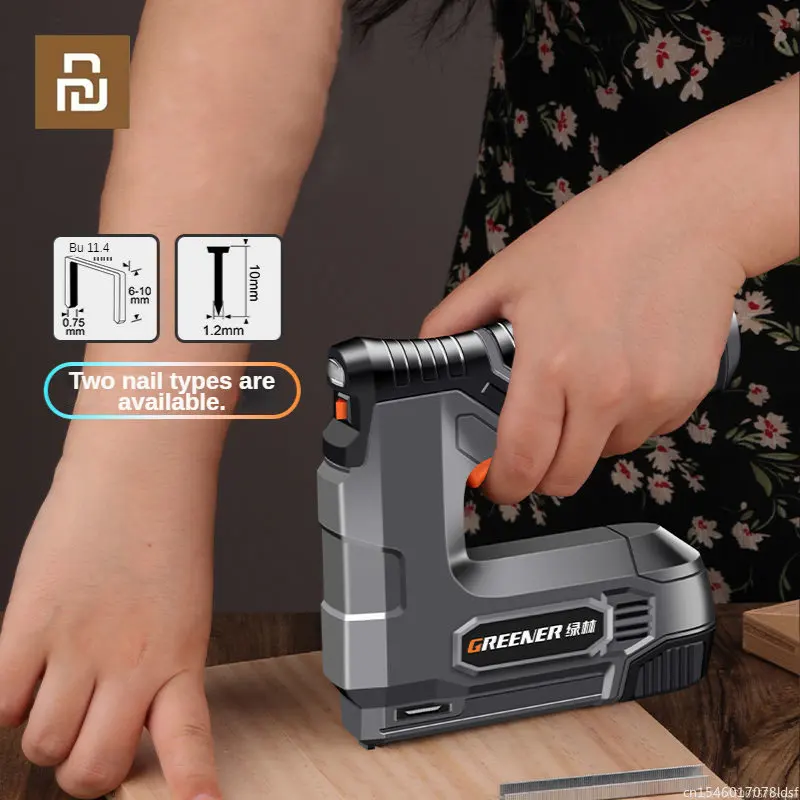 

Youpin Lithium Battery Electric Staple Gun Construction Stapler Nail Tackers for Home Owners Upholstery Renovation Power Tools