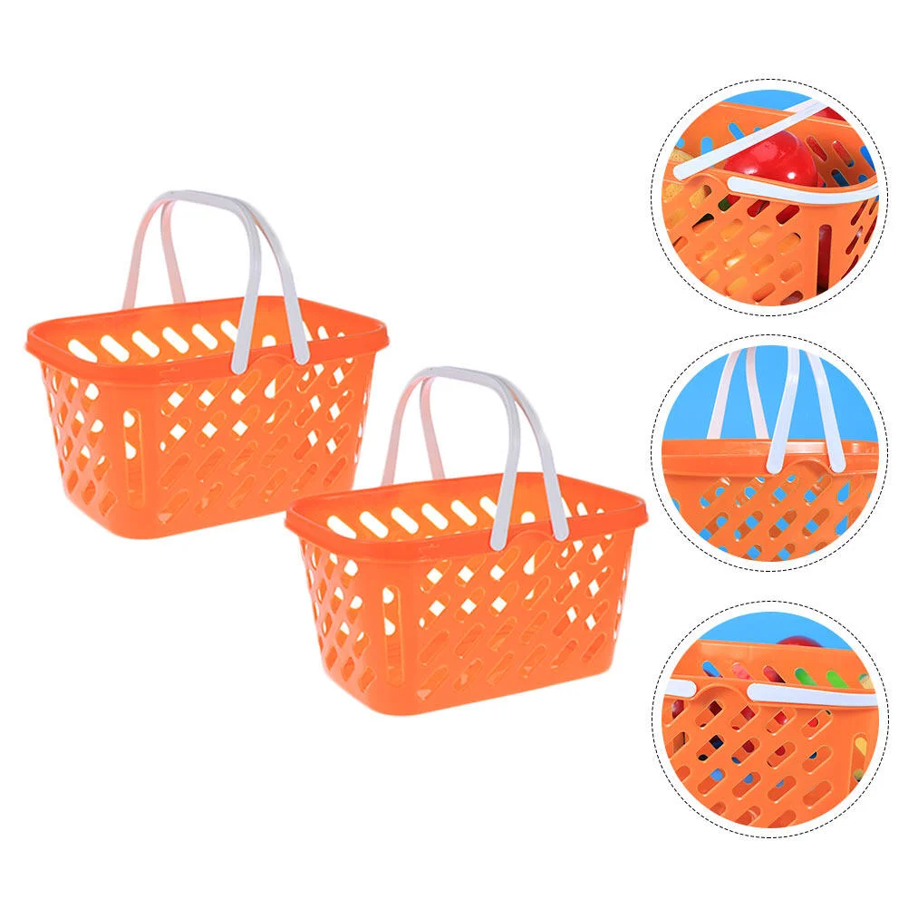 

2 Pcs Shopping Basket Savings Mini Kids Pretend Play Toy Grocery Bathroom Storage Abs Raw Material Portable Child