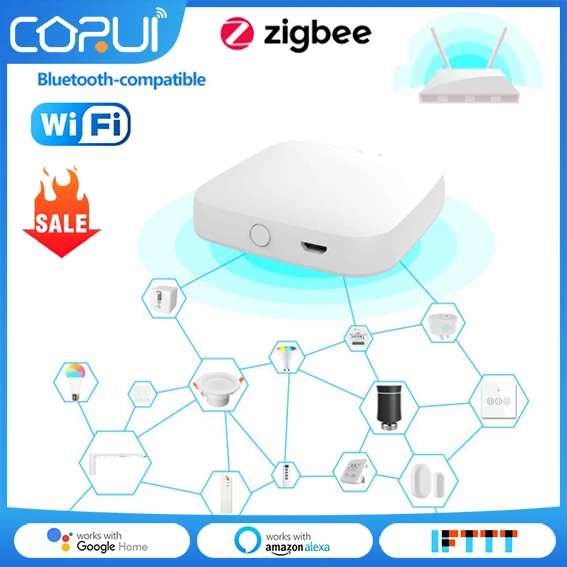 

CORUI Tuya Smart App Multi-mode Gateway ZigBee 3.0 Hub Voice Control Alexa Google Home Automation Robot