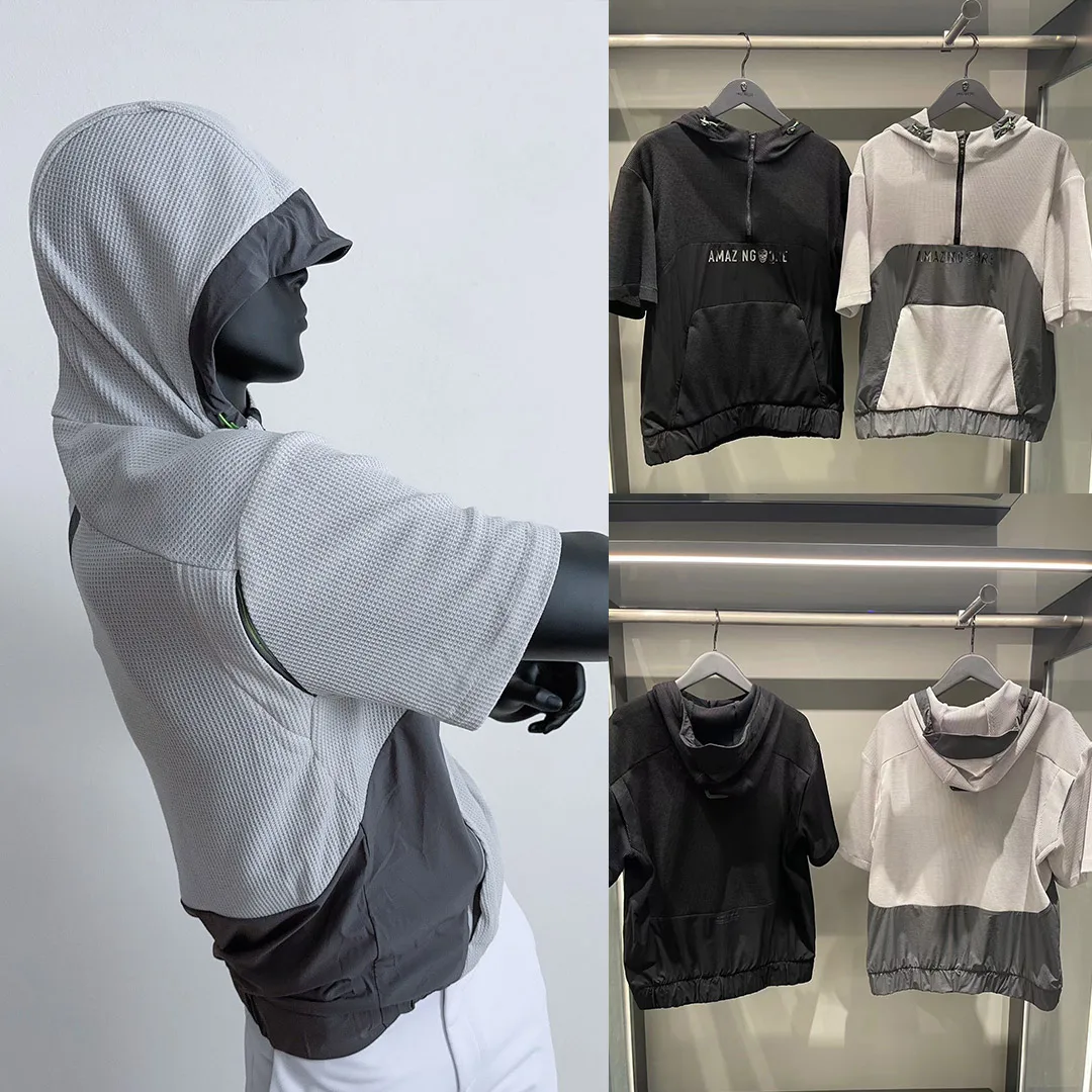 

Mens Golf Workout Tank Tops with Hood Sleeveless Golf t-Shirt Muscles Tees